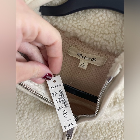 NWT- Madewell Faux Shearling Half-Zip Pullover - Picture 4 of 5
